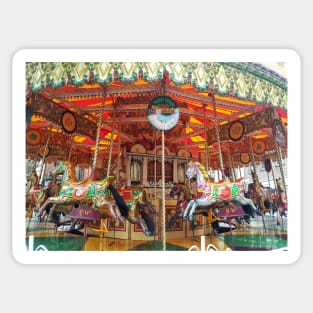 Victorian Fairground Carousel Merry go Round art Sticker